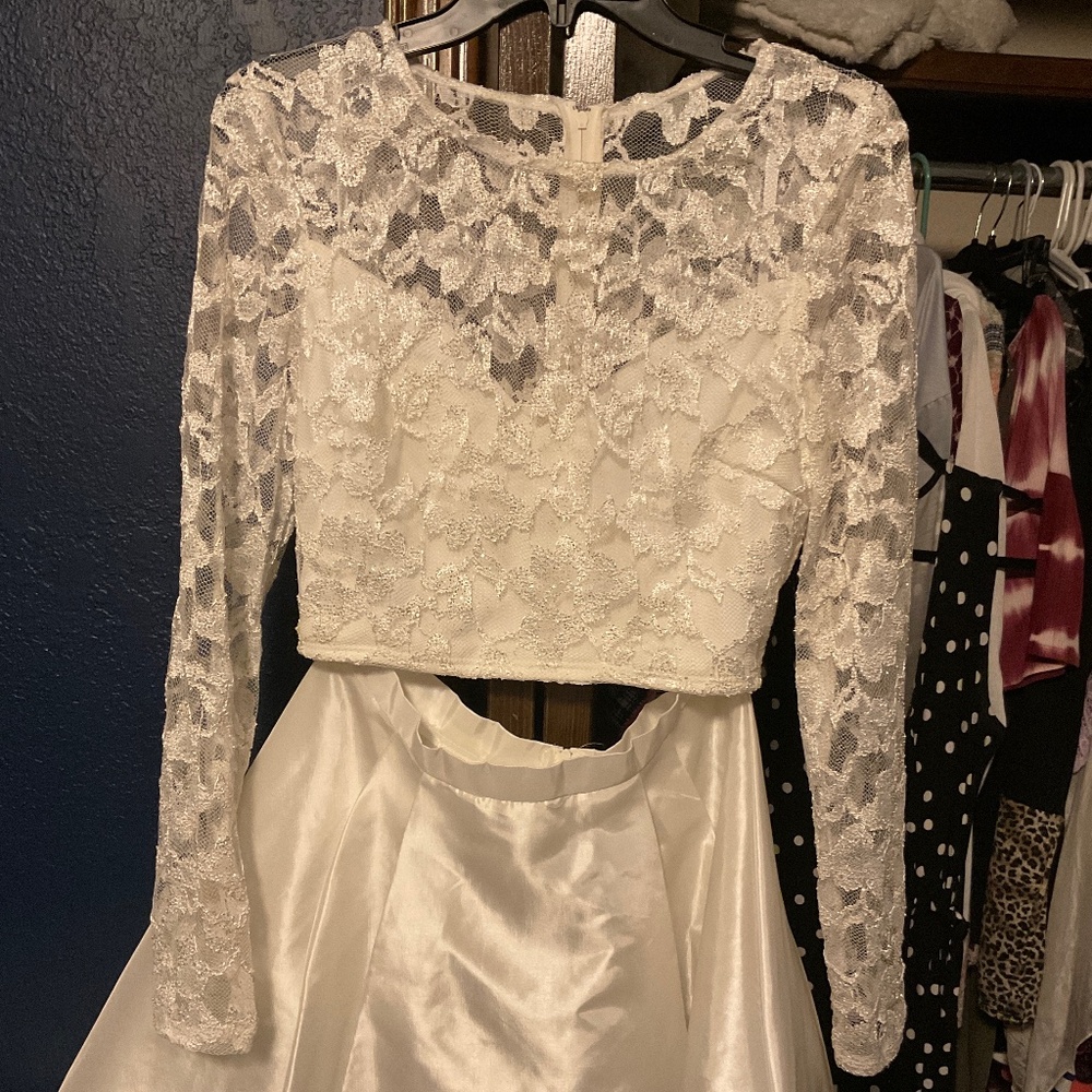 White lace and Satin Short Dress
